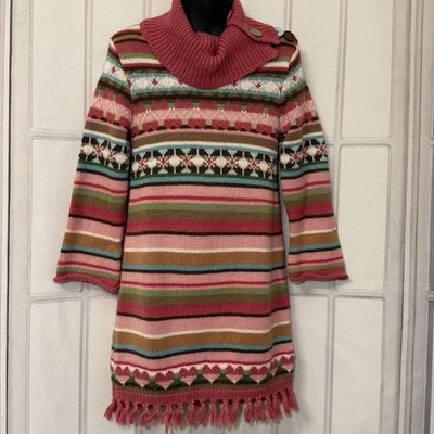 Vestido Suéter Cuello Alto Baby Gap Niñas Fair Isle Dobladillo con Flecos Rayas Talla 3 Nuevo sin Etiquetas Foto 1 de 4