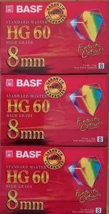 3 CASSETTES 8mm BASF HG 60 pour camescope VIDEO 8  neuf - Foto 1 di 1