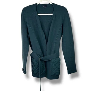 Cárdigan suéter Lafayette 148 New York verde oscuro lana angora faja cinturón XL - Imagen 1 de 8