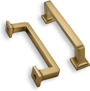 2 Pack Brushed Brass Cabinet Pulls, 3 Inch(76Mm) Hole Centers Cabinet Handles Ki - Picture 1 of 6