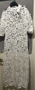 Abito lungo in pizzo ricamato SS bianco/ecru nuovo senza etichette nuova moda taglia media - Foto 1 di 5