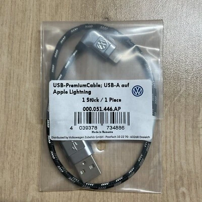 Genuine Volkswagen USB-A to iPhone 90 Degree 30cm Charging -data Cable - Image 1 of 4