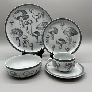 Block Hearthstone Vista Alegre Grey Mushroom 5 Piece Place Setting Portugal - Picture 1 of 8