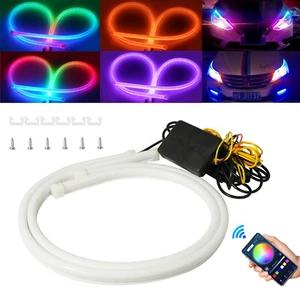 2Pcs RGB 60CM LED DRL Light Car Headlight Strip Light Turn Signal APP Control - Picture 1 of 7