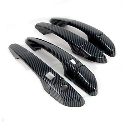 Cubierta de fibra de carbono brillante para manija de puerta lateral inteligente Hyundai Kona N 18-23 Foto 1 de 4