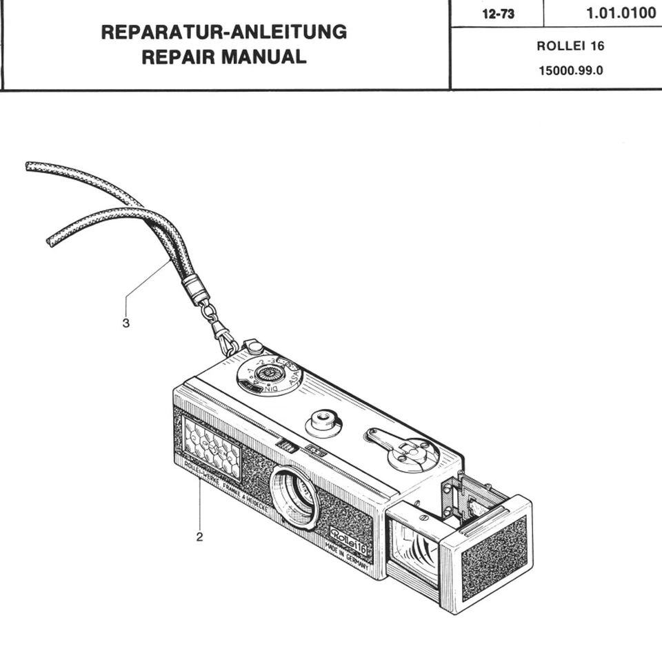 ROLLEI Repair Manual 16 16S film camera SERVICE Manual & EXPLODED VIEWS Download - Image 1 of 1