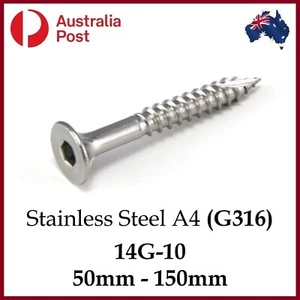 Bugle Batten Screw s T17 14g - 10 Hex Socket Head CSK Stainless Steel (A4) G316 - Picture 1 of 2
