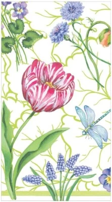 Caspari Paper Guest Towel Napkins, Floral Majolica - 2 Packs (18410G) - Image 1 of 4