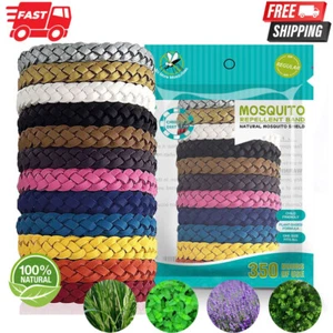 Natural Insect Mosquito Repellent Bracelet 12 Pack Deet-Free 350 Hour Protection - Picture 1 of 11