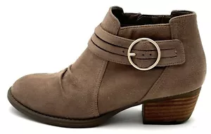 Dr Scholls Ankle Booties Womens 6.5M Jenna Tan Vegan Suede Zip Block Heels - Picture 1 of 16