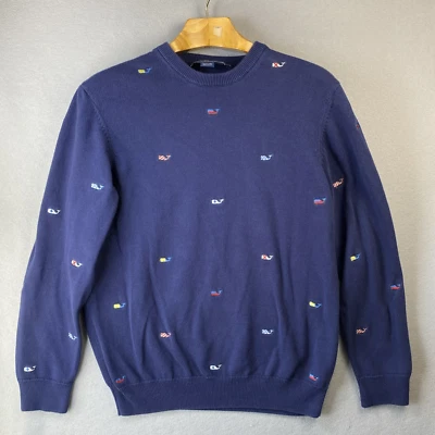 Vineyard Vines Sweater Burgee Flag Whale Men's Size Large  All Over Embroidered - Image 1 of 4