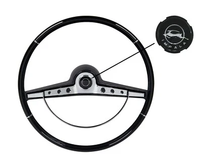 Volante retrô americano 15" com inserção de anel de buzina para 1963 Chevy Impala - Imagem 1 de 4