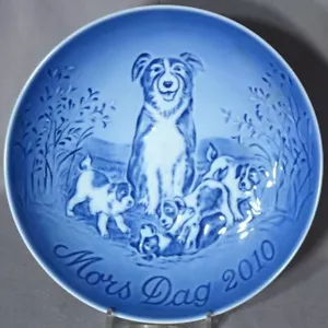 BING & GRONDAHL 2010 Mother’s Day Plate B&G BORDER COLLIE & PUPS Mint! - Picture 1 of 2