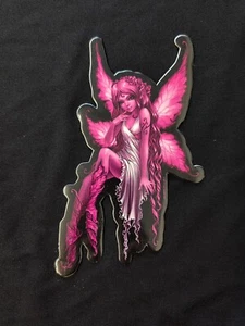 Pink Butterfly Rose Garden Fairy Bumper Sticker Vinyl Decal 6”x 3.5” - Picture 1 of 4
