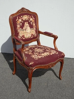 Tapiz de punta de aguja provincial francés vintage silla Bergere Asis Foto 1 de 4