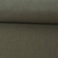 Tissu D'Ameublement pour Rideaux Bio Ramie Aspect Lin Uni Kaki Pré-lavé 1,4m L