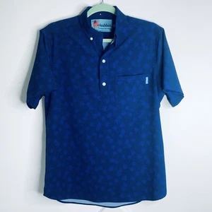 Chubbies Polo Shirt Mens Small Blue Hawaiian Button Down Short Sleeve Palm Trees - Picture 1 of 8