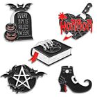 Halloween Enamel Pins Cobweb Dagger Witch Spell Book Custom Brooch Lapel Da^AU^