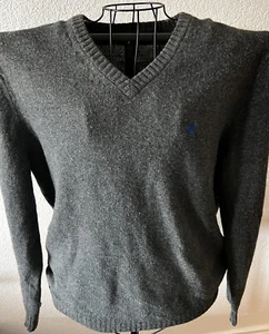 Express Pullover Größe Herren Large grau Modern Fit V-Ausschnitt Lammwolle Pulli - Bild 1 von 5