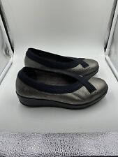 Fly London Black Leather Gray Slip on Comfort Wedge Shoe Size 9