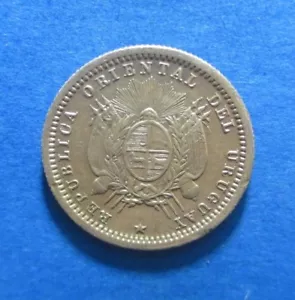 URUGUAY 10 CENTESIMOS 1877 A SILVER KM 14 #5691# - Picture 1 of 3