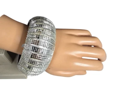 Women's Statement Bangle Bracelet Mirror Mossaic Black NWOT - Image 1 of 3