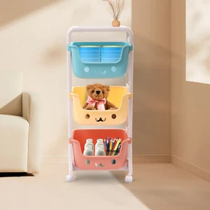 3-Tier Kids Toy Organizer Storage Bin Box Plastic Shelf Rack Playroom Rolling - Picture 1 of 11