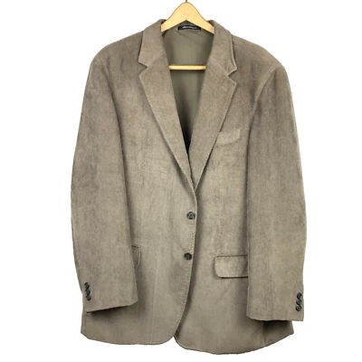 Blazer masculino LACROSSE tamanho 46R marrom veludo não estruturado casual bolsos com zíper - Imagem 1 de 4