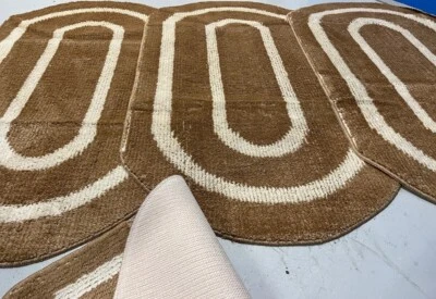 ROMANY X JUEGO DE 4 ALFOMBRILLAS LAVABLES GITANAS ROMANAS BEIGE/MARRÓN ALFOMBRILLAS/ALFOMBRAS CON FORMA ANTIDESLIZANTE NUEVAS