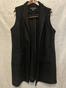 Gilet Andrew Marc misto lana nero aperto davanti taglia grande midi con tasche frontali - Foto 1 di 16