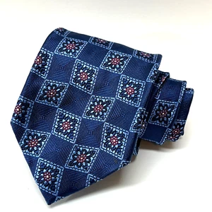 Jos. A Bank Signature Collection Men's Neck Tie - 100% Silk Blue Red Flower - Picture 1 of 7