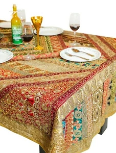 TISCHDECKE ZARI ARBEIT HANDBESTICKT GRÖSSE 52"" X 70"" USA VERKÄUFER KOSTENLOSER VERSAND - Bild 1 von 3