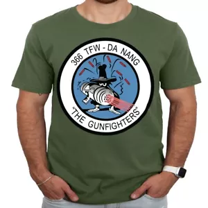 T-shirt 366th TFW Da Nang Gunfighters logo verde militare adulto - Foto 1 di 1