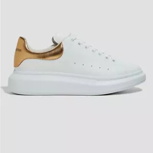 Sneakers stringate oversize Alexander McQueen oro metallizzato e bianco taglia 39 - Foto 1 di 16