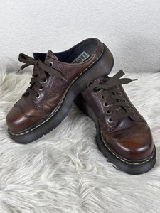 Dr Martens 9936 Brown Leather Clog Mules Sz 5 Chunky Oxford Slip On VTG 90s Y2K - Picture 1 of 8