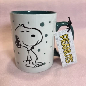 Large Coffee Mug Peanuts Teal Freckled Joy. Snoopy With Dots. 15 Ounce. New. - Picture 1 of 8