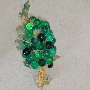 60s Lucite Grape Cluster Xtra-Large Acrylic Green Wooden Stem Vtg MCM 5.5 Lbs - Picture 1 of 13