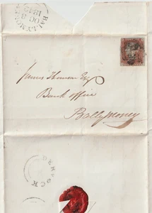1842 DERVOCK UDC & MALTESE CROSS LETTER C G STUART BALLYHIBSTOCK TO BALLYMONEY - Picture 1 of 3