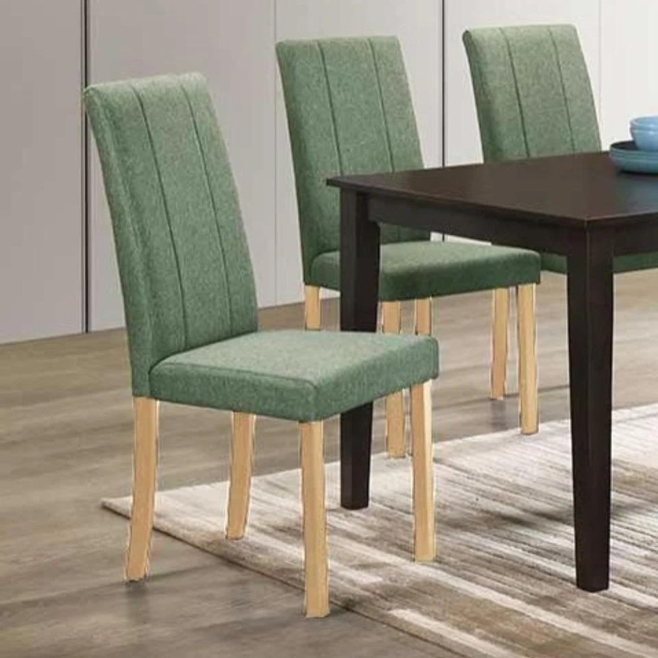 Sedia Tom in legno colore rovere con seduta in tessuto colore verde - Immagine 1 di 4