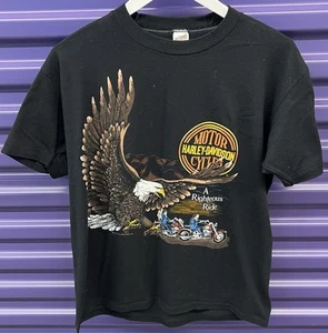 Vintage Harley Davidson Shirt M/L Righteous Ride Eagle 20,5X26,5 USA 1988 - Bild 1 von 6