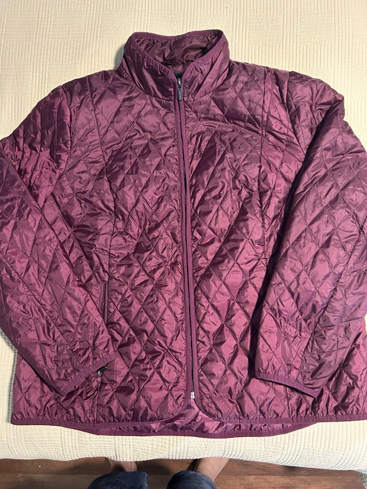 Chaqueta acolchada Lands End Primaloft para mujer 1X granate púrpura ligera empaquetable Foto 1 de 4