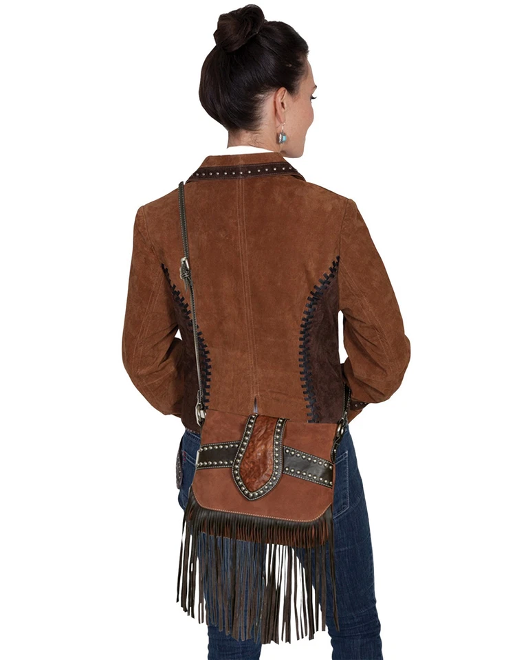 Scully女式麂皮绒装饰条纹手提包 - B136 — 第 1/1 张图片