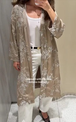 ZARA SEQUIN KIMONO COAT BEIGE SIDE VENTS NEW SS25 SIZES XS-S M-L REF. 3162/850 - Image 1 of 4