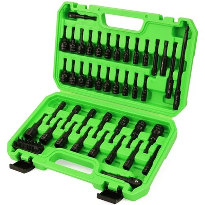 55PC Magnetic Nut Driver Set Impact Driver Socket Adapters Metric & SAE 1/4" Hex - Image 1 of 4