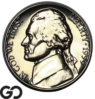 1959 Jefferson Nickel, PROOF, Solid Gem PR++ - Image 1 of 3