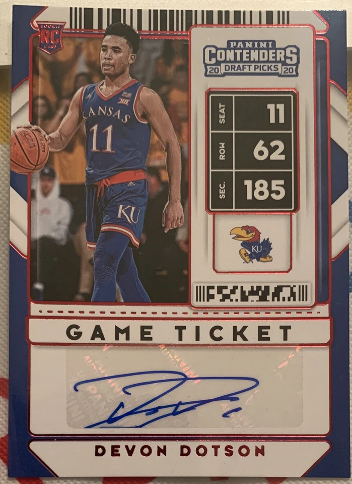 Devon Dotson Kansas Basketball Panini red foil Rookie Autograph Card bill self - Image 1 of 1