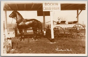 Postcard RPPC c1930s Shepherd Michigan Rockin Chair Park Isabella County - Picture 1 of 2