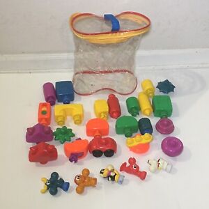 Fisher Price Pop Onz Building System 27 Pieces Animals Car Doors Shapes Seesaws