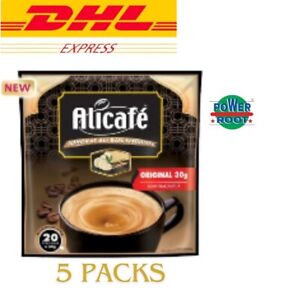5 x ALICAFE PREMIX COFFEE ORIGINAL DRINK 20 SACHETS OF 30g POWER ROOT MALAYSIA