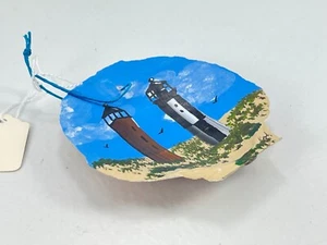 Vintage Hand Painted Nautical Seashell Lighthouse Christmas Ornament Decor 4" - Picture 1 of 7